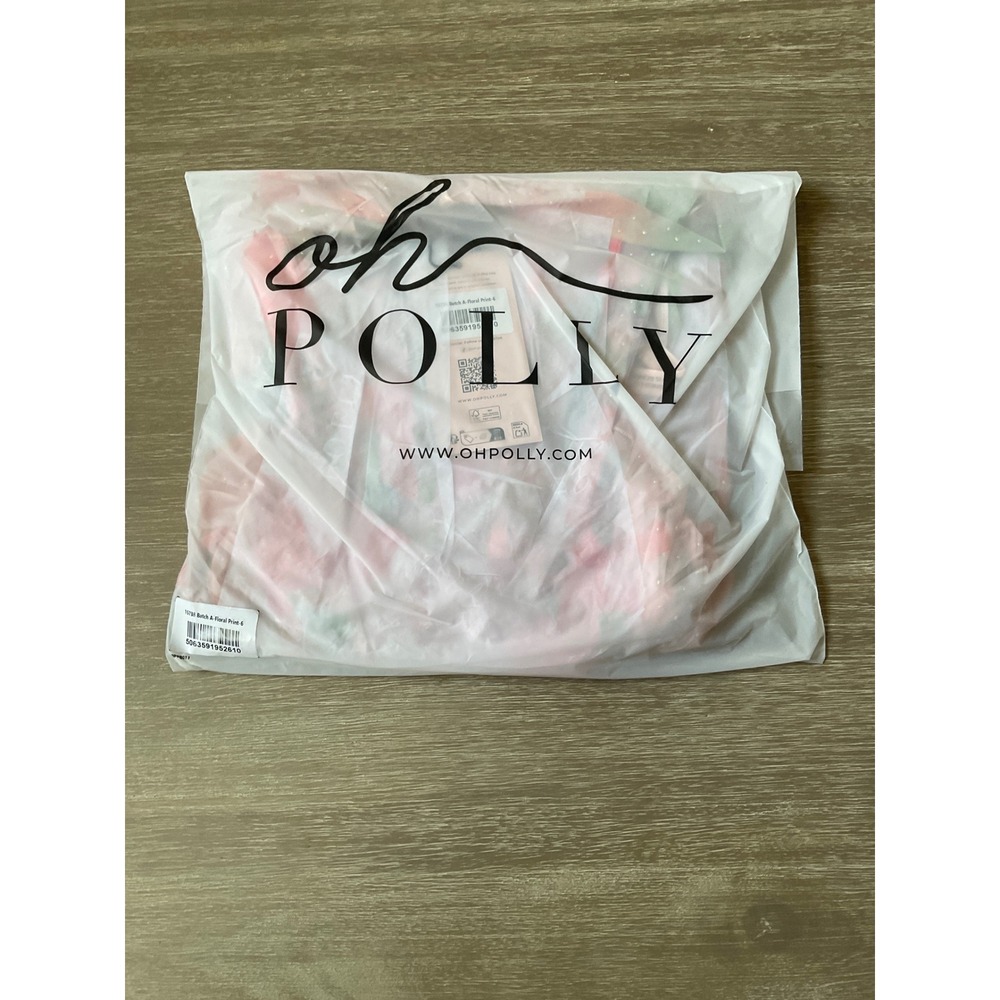 Oh Polly Florence Embellished Draped Mini Dress Pink Floral Print 6 New With Tag - Picture 4 of 6